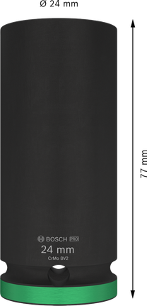 Kunci Sok Impact Bosch PRO 24 mm dalam 1/2 inci.